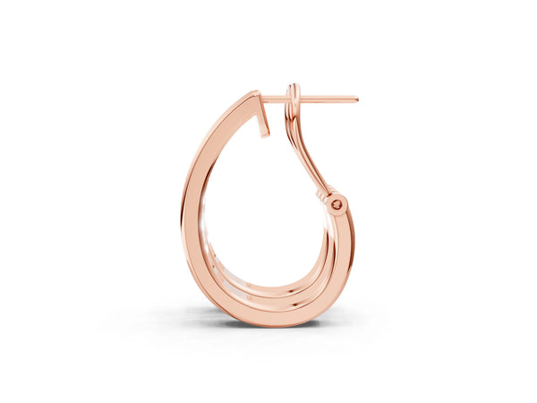 Rose gold Channel-Set Round Diamond Hoop Earrings in White Gold