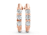 Rose gold Channel Set Round Diamond Hoop Earrings with Claw Prong Setting_31
