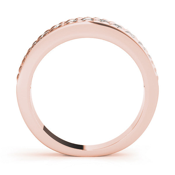 Rose gold Channel Set Round Diamond Milgrain Edge Band 1