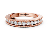 Rose gold Channel Set Round Diamond Milgrain Edge Band_4