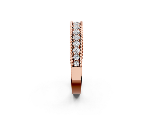 Rose gold Channel Set Round Diamond Milgrain Edge Band
