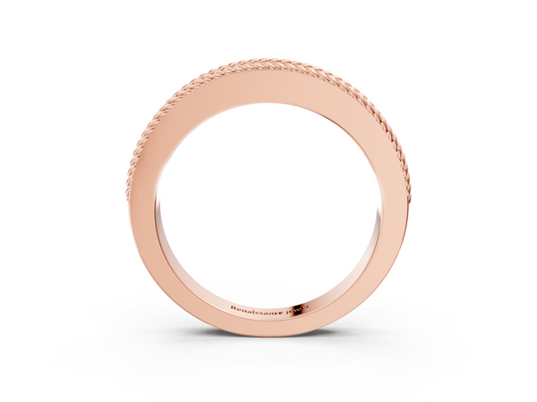 Rose gold Channel Set Round Diamond Milgrain Edge Band