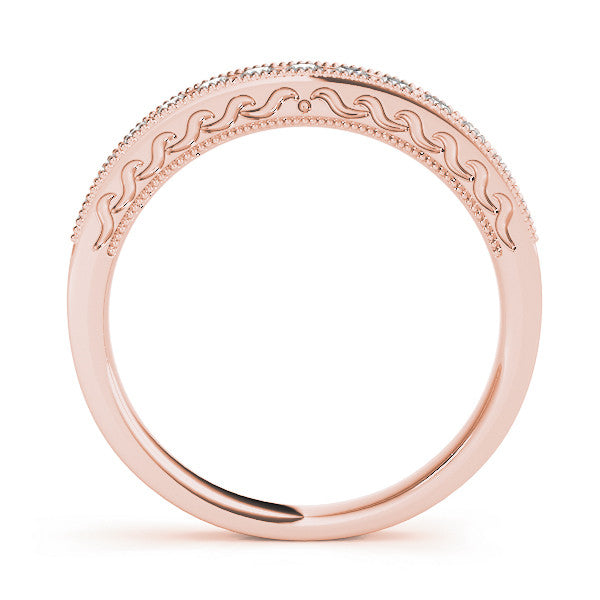 Rose gold Channel Set Round Diamond Milgrain Edge Eternity Band 1