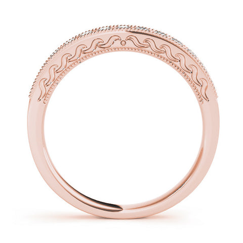 Rose gold Channel Set Round Diamond Milgrain Edge Eternity Band 1