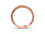 Rose gold Channel Set Round Diamond Milgrain Edge Wedding Band_7