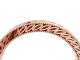 Rose gold Channel Set Round Diamond Milgrain Edge Wedding Band_8