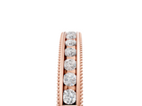Rose gold Channel Set Round Diamond Milgrain Edge Wedding Band_9