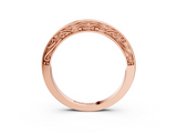 Rose gold Channel Set Round Diamond Milgrain Engraved Band_7