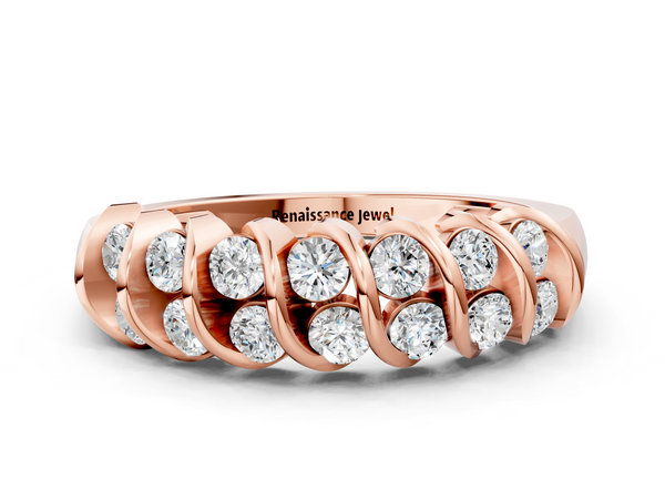 Rose gold Channel Set Round Diamond Multi-Row Band