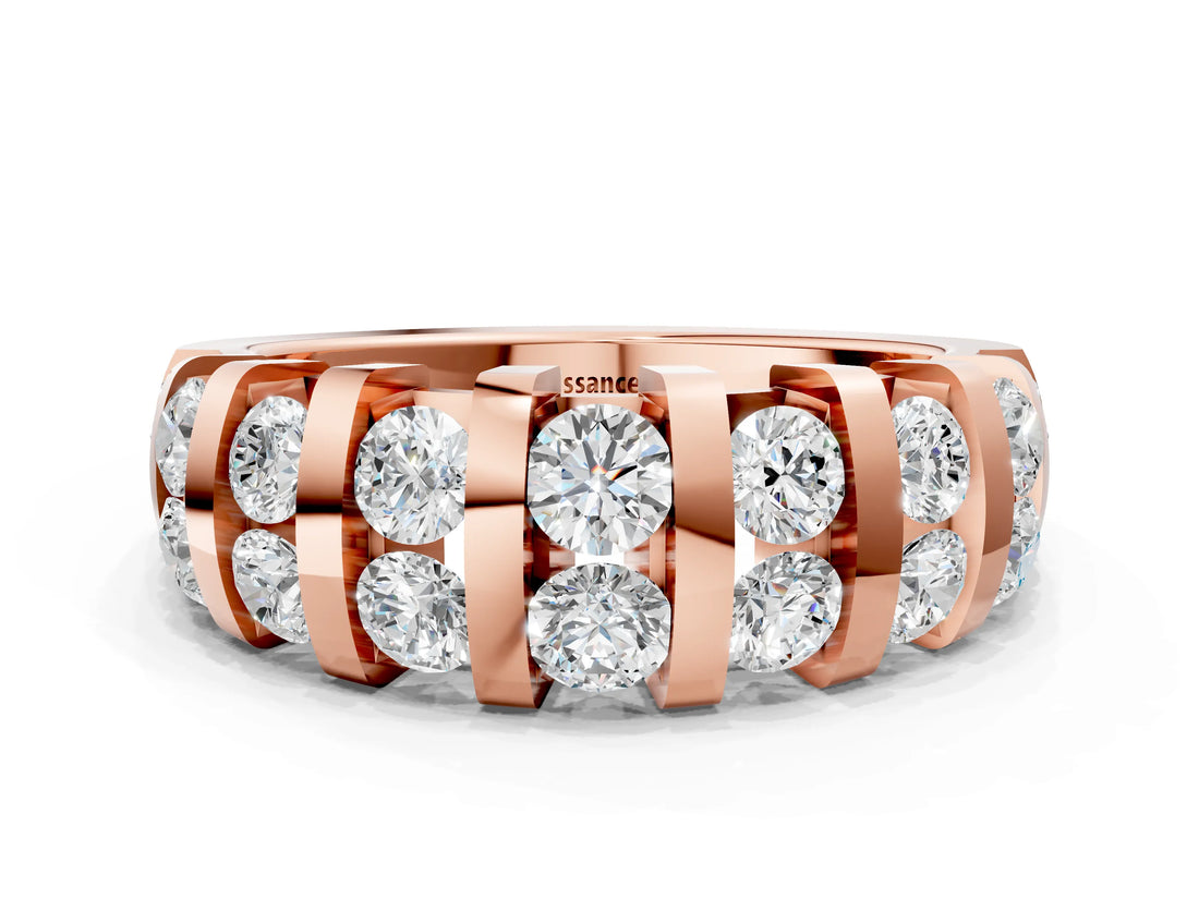 Rose gold Channel-Set Round Diamond Multi-Row Band_4