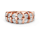 Rose gold Channel-Set Round Diamond Multi-Row Band_4