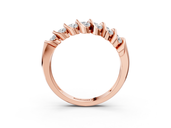 Rose gold Channel Set Round Diamond Multi-Row Band