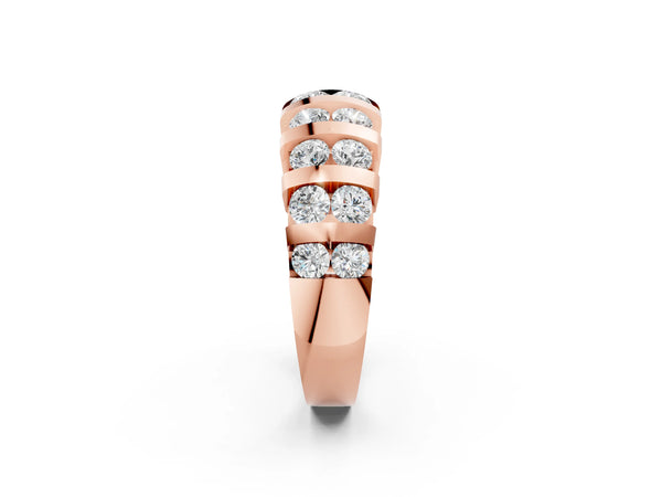 Rose gold Channel-Set Round Diamond Multi-Row Band