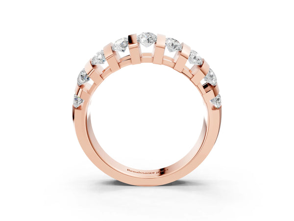 Rose gold Channel-Set Round Diamond Multi-Row Band