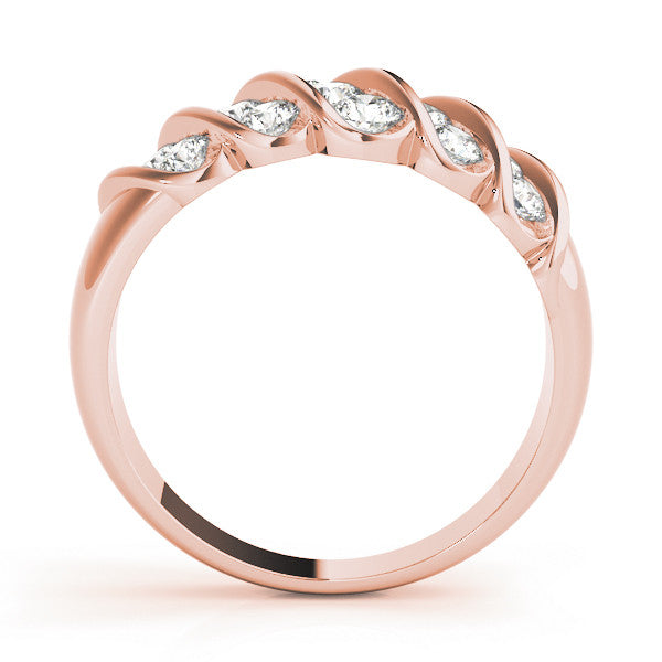 Rose gold Channel Set Round Diamond Multi-Row White Gold Band 1