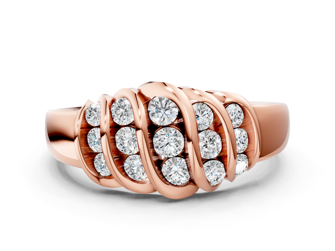 Rose gold Channel Set Round Diamond Multi-Row White Gold Band_4