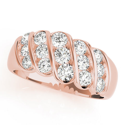 Rose gold Channel Set Round Diamond Multi-Row White Gold Band