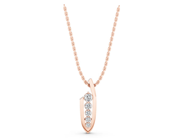 Rose gold Channel Set Round Diamond Pendant with Bar Prong Setting