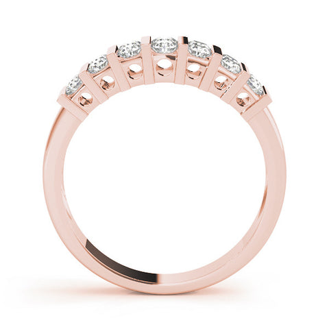Rose gold Channel Set Round Diamond Step Band with Bar Prong Setting 1