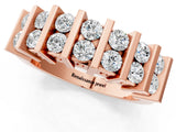 Rose gold Channel Set Round Diamond Step Band with Bar Prong Setting_5