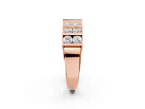 Rose gold Channel Set Round Diamond Step Band with Bar Prong Setting_6