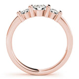 Rose gold Channel Set Round Diamond Trio Bar Prong Ring 2