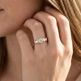 Rose gold Channel Set Round Diamond Trio Bar Prong Ring_14