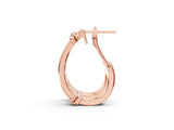 Rose gold Channel-Set Round Diamond Two-Tone Hoop Earrings with Claw Prong Setting_24