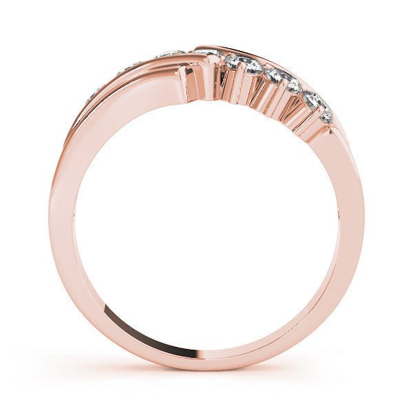 Rose gold Channel Set Round Diamond Wave Band with Shared Prong Setting 1