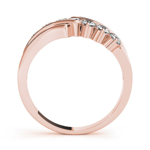 Rose gold Channel Set Round Diamond Wave Band with Shared Prong Setting 1