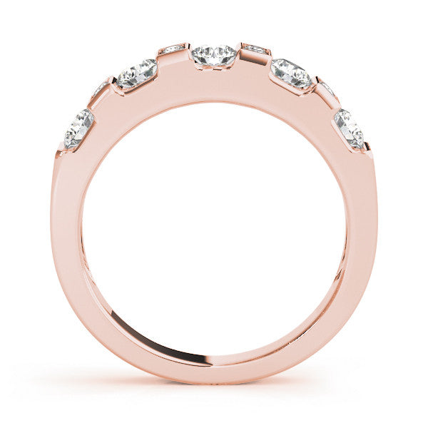 Rose gold Channel Set Round Diamond White Gold Band 1
