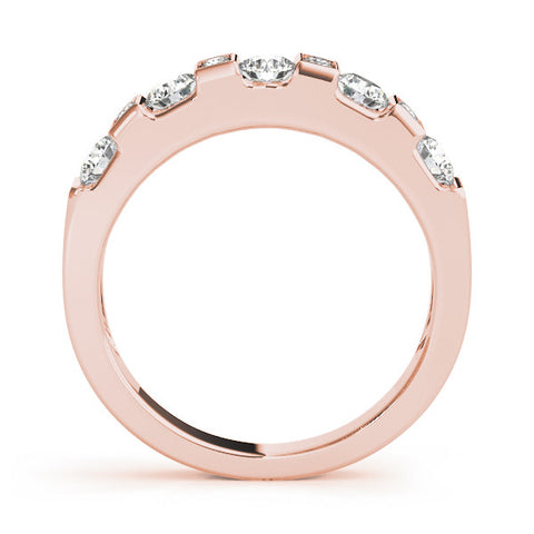 Rose gold Channel Set Round Diamond White Gold Band 1