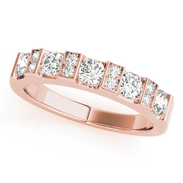 Rose gold Channel Set Round Diamond White Gold Band