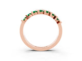 Rose gold Channel Set Round Emerald Anniversary Band with Vertical Prongs_9