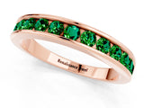 Rose gold Channel Set Round Emerald Eternity Band_7
