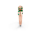 Rose gold Channel Set Round Emerald Multi-Row Band_8