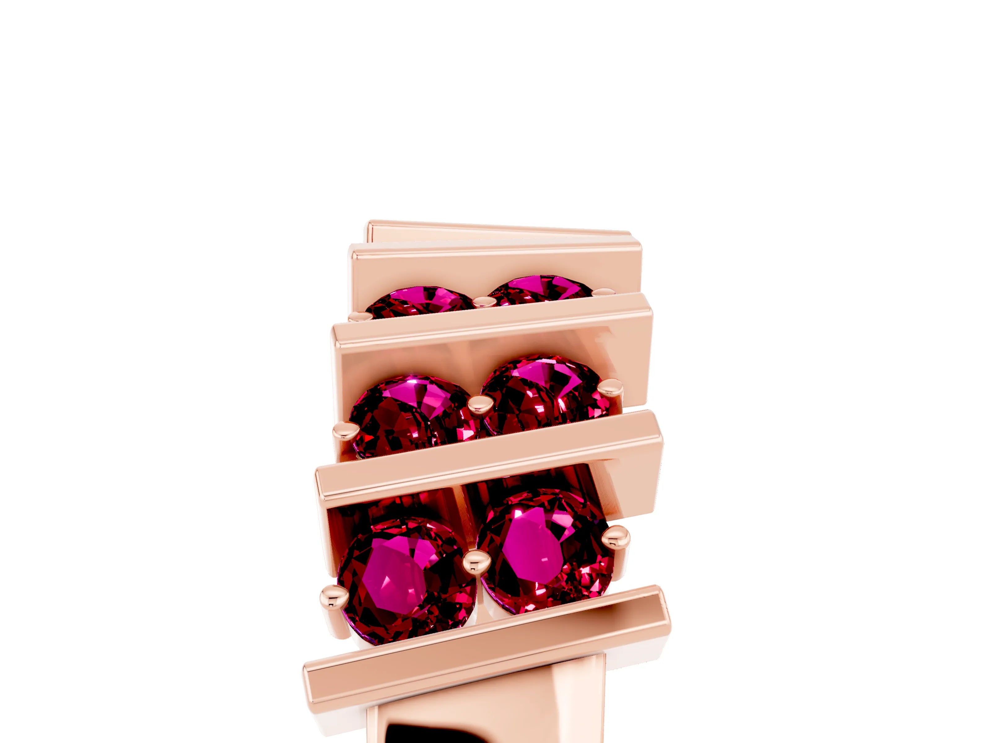 Rose gold Channel Set Round Garnet Anniversary Band with Vertical Prongs_11