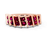 Rose gold Channel Set Round Garnet Anniversary Band with Vertical Prongs_6