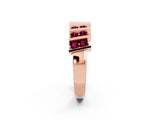 Rose gold Channel Set Round Garnet Anniversary Band with Vertical Prongs_8