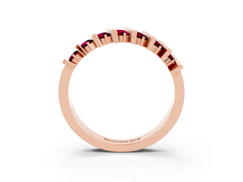 Rose gold Channel Set Round Garnet Anniversary Band with Vertical Prongs_9