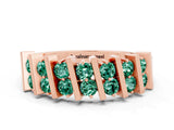Rose gold Channel Set Round Green Sapphire Anniversary Band with Vertical Prongs_6