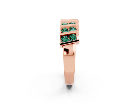 Rose gold Channel Set Round Green Sapphire Anniversary Band with Vertical Prongs_8