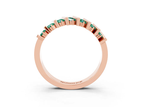 Rose gold Channel Set Round Green Sapphire Anniversary Band with Vertical Prongs_9