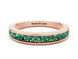Rose gold Channel Set Round Green Sapphire Eternity Band_6