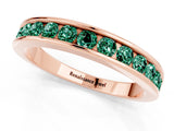 Rose gold Channel Set Round Green Sapphire Eternity Band_7