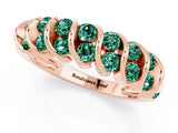 Rose gold Channel Set Round Green Sapphire Multi-Row Band_7