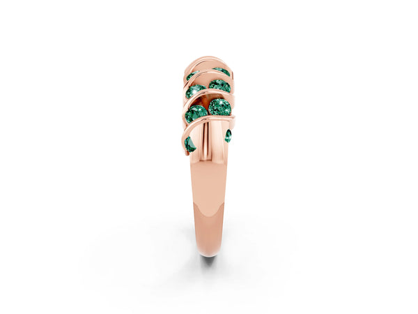 Rose gold Channel Set Round Green Sapphire Multi-Row Band