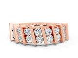 Rose gold Channel Set Round Moissanite Anniversary Band with Vertical Prongs_6