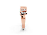Rose gold Channel Set Round Moissanite Anniversary Band with Vertical Prongs_8