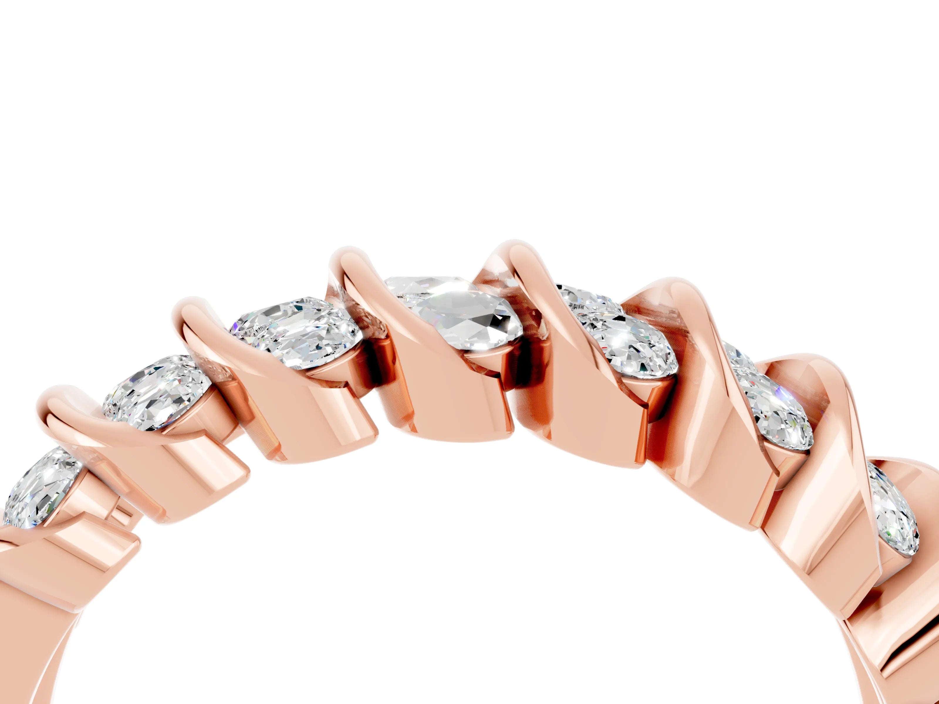 Rose gold Channel Set Round Moissanite Multi-Row Band_10